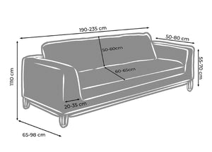 Copridivano Elasticizzato Arricciato Con Volants Tinta Unita Mod Luxory Tortora - 3 Posti - Tortora