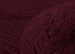 Copridivano Elasticizzato Arricciato Con Volants Tinta Unita Luxory Bordeaux - 2 Posti - Bordeaux