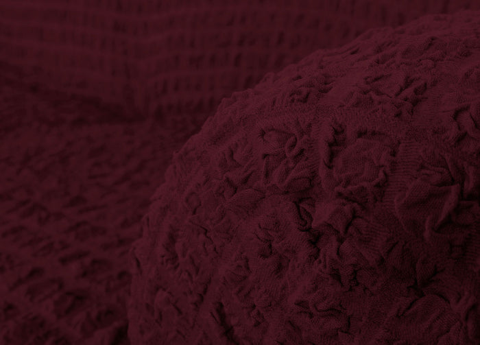 Copridivano Elasticizzato Arricciato Con Volants Tinta Unita Luxory Bordeaux - 2 Posti - Bordeaux