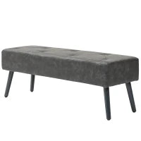 Panca Imbottita con Gambe in Legno 114x38x42 cm Grigio