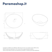 Lavabo da appoggio ovale in ceramica 41x34x14,5 cm Bianco