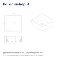 Lavabo da appoggio quadrato 39,5x39,5x14 cm Bianco