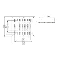Soffione doccia led a incasso a soffitto installazione con cascata materiale acciaio inox rettangolare