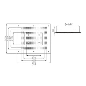 Soffione doccia led a incasso a soffitto installazione con cascata materiale acciaio inox rettangolare