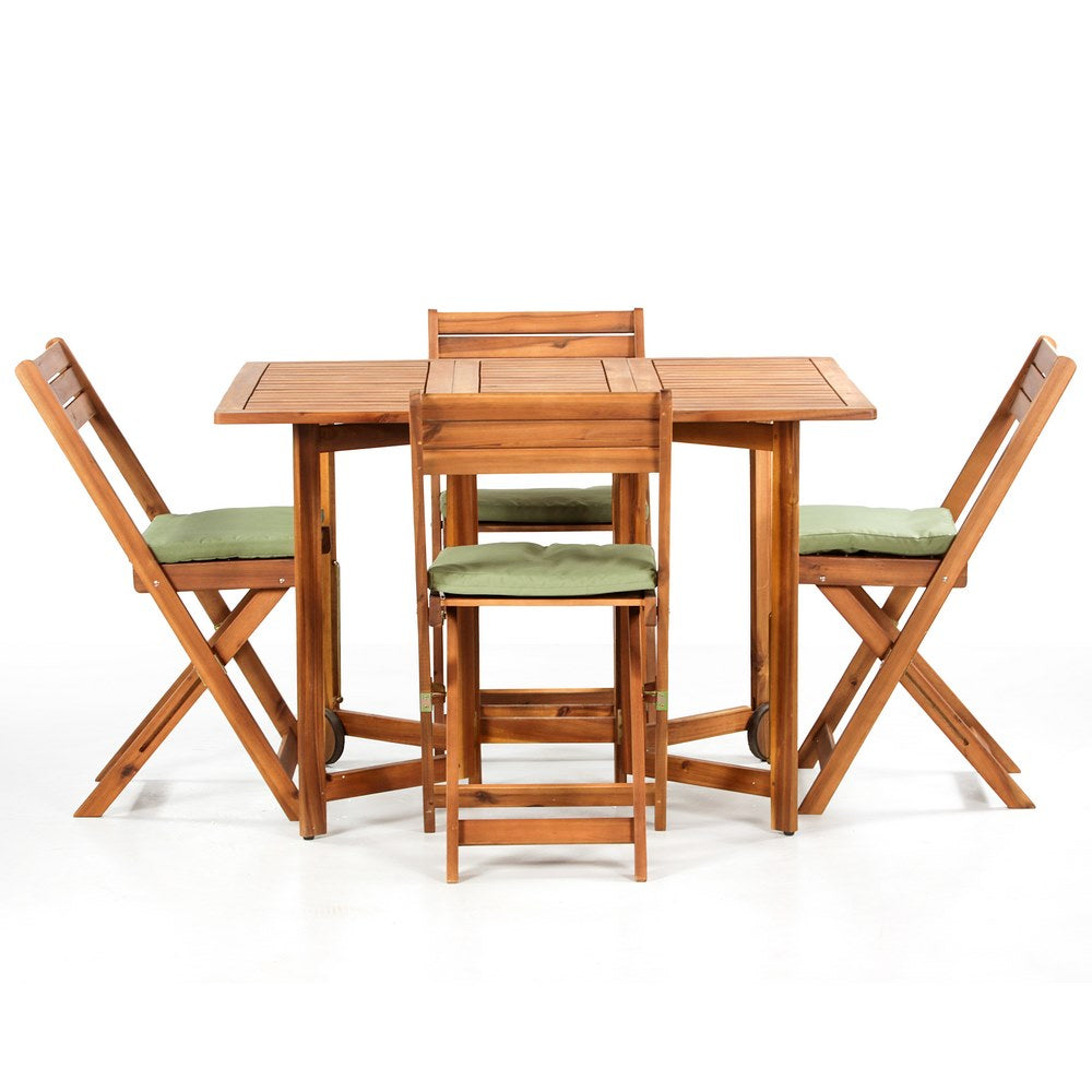 Set tavolo e 4 sedie da esterno in legno richiudibile 110x90 cm Vittoria