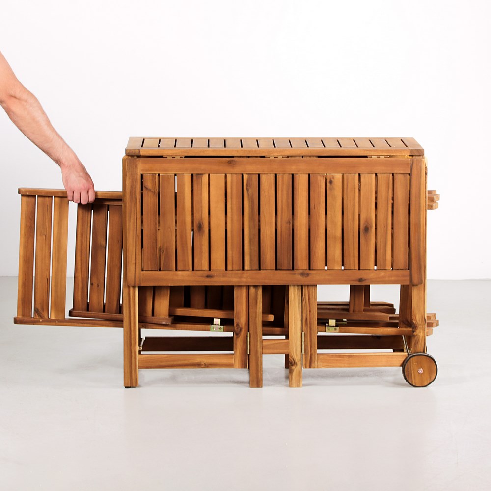Set tavolo e 4 sedie da esterno in legno richiudibile 110x90 cm Vittoria