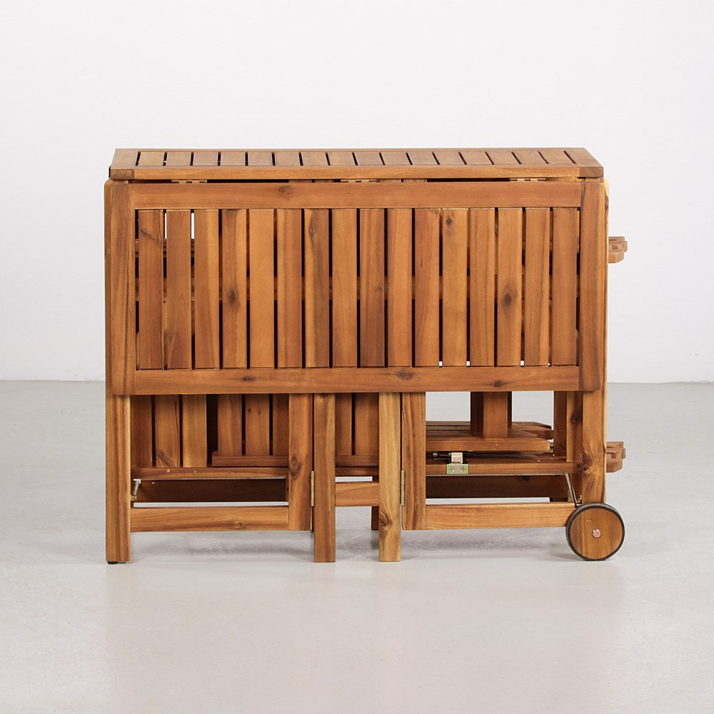 Set tavolo e 4 sedie da esterno in legno richiudibile 110x90 cm Vittoria