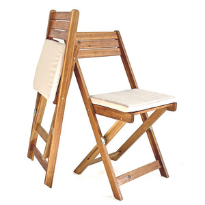 Set tavolino e sedie da giardino pieghevoli in legno con cuscini Genova