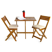 Set tavolino con 2 sedie da balcone salvaspazio in legno Melzo