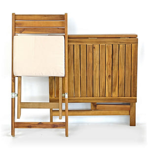 Set tavolino con 2 sedie da balcone salvaspazio in legno Melzo