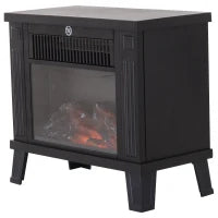 Camino Elettrico da Terra Moderno Potenza 600W/1200W con Effetto Fiamma 34 x 17 x 31cm Nero