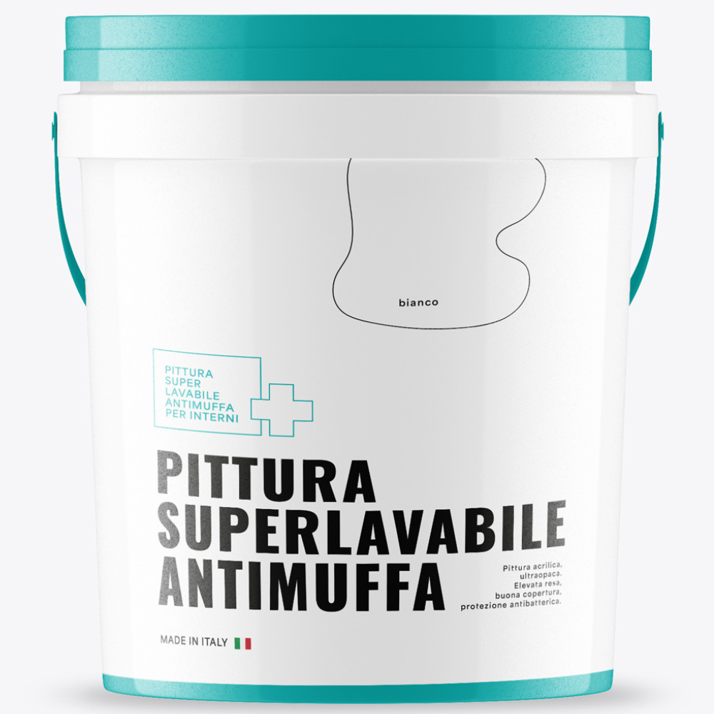 Pittura acrilica ultra opaca super lavabile antimuffa protezione antibatterica *** formato 4 lt, confezione 1