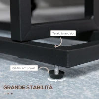 Tavolino da Salotto in Truciolato e Acciaio con Borsa Portaoggetti in Tessuto Oxford, 49x19x55 cm, Marrone e Nero