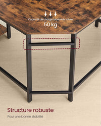 Scrivania per computer tavolo angolare postazione di lavoro con ripiano portaoggetti tavolo per computer per casa e ufficio facile da montare 138 x 138 x 75 cm marrone rustico 12_0004654