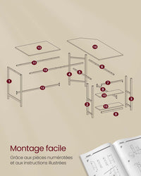 Scrivania per computer tavolo angolare postazione di lavoro con ripiano portaoggetti tavolo per computer per casa e ufficio facile da montare 138 x 138 x 75 cm marrone rustico 12_0004654
