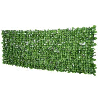 Rotolo di Siepe Finta per Balcone e Giardino in PE, Siepe Artificiale con Foglie di Edera Verdi 300x100cm