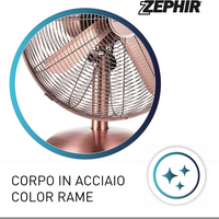 Zeprir pfv40br ventilatore da tavolo retrò 45w pala 40 cm colore bronzo