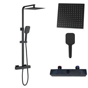 Colonne Doccia, AICA ITALY Colonna Doccia Termostatica, Colonna Doccia Studio con Grande Soffione 25x25cm, Nero