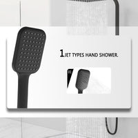 AICAIT Colonna doccia quadrata con soffione quadrato 25x25cm in acciaio inox nero, sistema doccia a 38℃ antiscottature