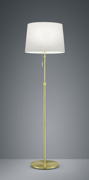 LYON PIANTANA OTTONE SATINATO CON PARALUME BIANCO REGOLABILE IN ALTEZZA E CON 3 LUCI ATTACCO E27 AD ACCENSIONE SEPARATA H. 140-180CM, D.46,5CM