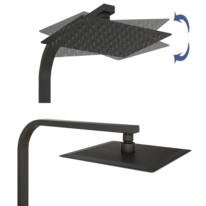 AICA Colonne doccia termostatiche, miscelatore doccia con rubinetto quadrato, nero