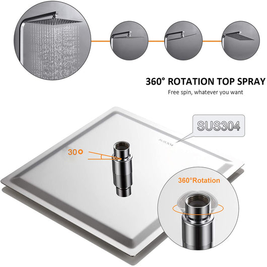 AICA ITALY Sistema Doccia Antiscottatura, Set Doccia con 20x20cm Soffione a Pioggia e 6x22cm Doccetta, Altezza Regolabile 80-120 cm Cromo