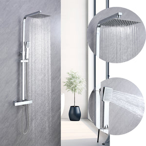 Colonna Doccia AICA ITALY Colonna Doccia Termostatica con Soffione 20x20cm in Acciaio Inox, Cromo