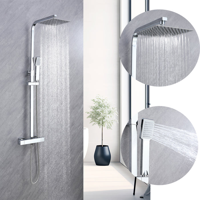 Colonna Doccia AICA ITALY Colonna Doccia Termostatica con Soffione 20x20cm in Acciaio Inox, Cromo