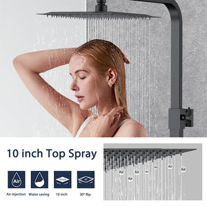 Colonna doccia idromassaggio AICA ITALY con rubinetto termostatico, soffione doccia a pioggia 25x25cm in acciaio inox, nero opaco