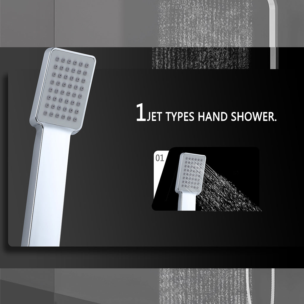 AICAIT Colonna doccia quadrata con soffione quadrato 20x20cm in acciaio inox cromato, sistema doccia a 38℃ antiscottature