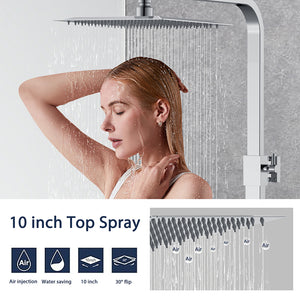 AICAIT Colonna doccia Termostatica, set doccia multifunzione con soffione rotondo da 25cm e doccetta a 3 getti, cromato