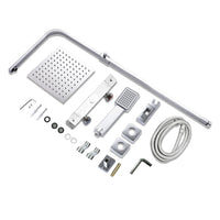AICAIT Colonna doccia quadrata con soffione quadrato 20x20cm in acciaio inox cromato, sistema doccia a 38℃ antiscottature