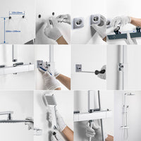 AICA Set Doccia Completo Cromo con Soffione, Doccetta, Rubinetto e Saliscendi Quadrati, Miscelatore Termostatico Doccia