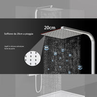AICAIT Colonna doccia quadrata con soffione quadrato 20x20cm in acciaio inox cromato, sistema doccia a 38℃ antiscottature
