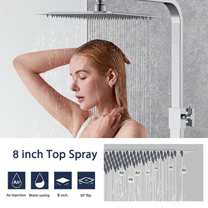 Miscelatore doccia termostatico con manopola in lega di zinco,colonna doccia soffione acciaio inox, cromato