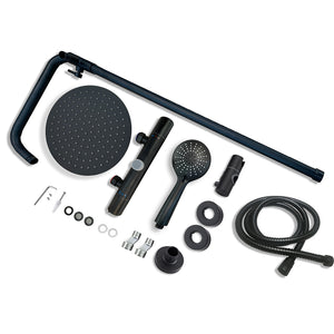 AICA ITALY Colonna Doccia Idromassaggio, Colonna per Doccia con Miscelatore Termostatico, 25x25cm Grande Soffione Doccia a Pioggia, Nero