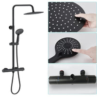 AICA ITALY Colonna Doccia Idromassaggio, Colonna per Doccia con Miscelatore Termostatico, 25x25cm Grande Soffione Doccia a Pioggia, Nero