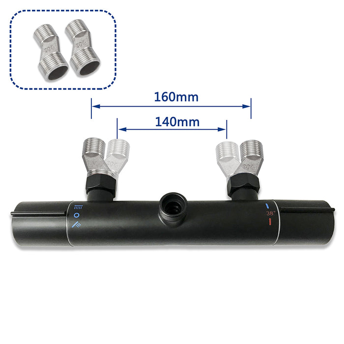 AICA ITALY Colonna Doccia Idromassaggio, Colonna per Doccia con Miscelatore Termostatico, 25x25cm Grande Soffione Doccia a Pioggia, Nero