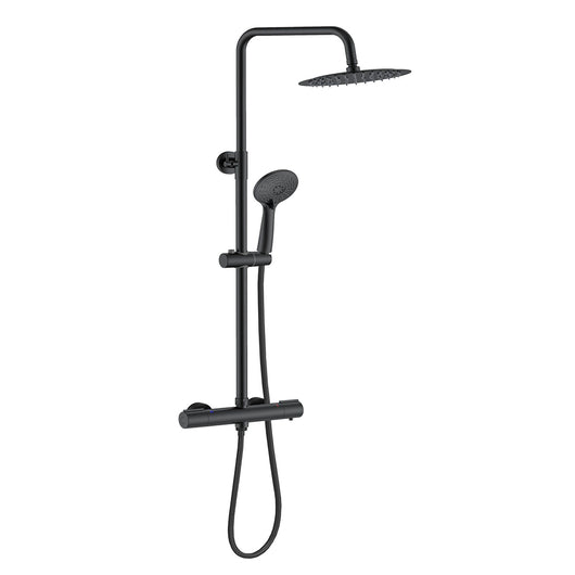 AICA ITALY Colonna Doccia Idromassaggio, Colonna per Doccia con Miscelatore Termostatico, 25x25cm Grande Soffione Doccia a Pioggia, Nero