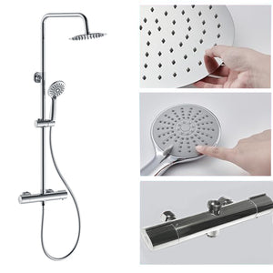 AICA ITALY Colonna Doccia Idromassaggio, Colonna per Doccia con Miscelatore Termostatico, 25x25cm Grande Soffione Doccia a Pioggia, Cromo