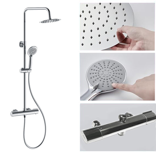 AICA ITALY Colonna Doccia Idromassaggio, Colonna per Doccia con Miscelatore Termostatico, 25x25cm Grande Soffione Doccia a Pioggia, Cromo