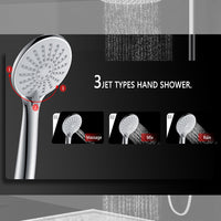 Colonna doccia termostatico finitura cromata, cartuccia in ottone, materiale inox AISI 304, rubinetteria bagno moderna