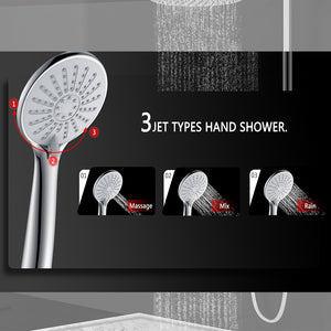 Colonna doccia con miscelatore, kit completo di doccia a pioggia, soffione doccia 20 x20 cm e doccetta 3 getti, asta doccia, cromato