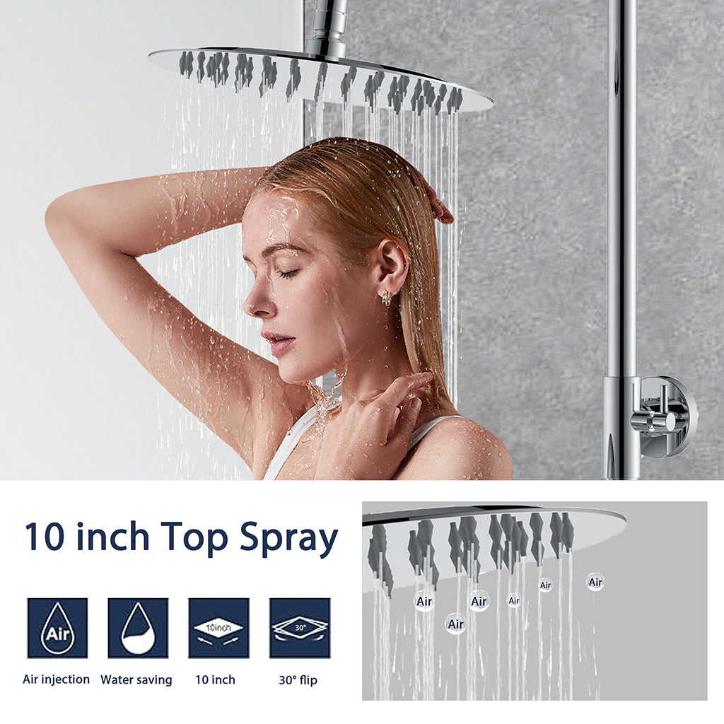 AICA Colonna doccia con miscelatore termostatico, rubinetto doccia cilindro 28x4cm, soffione doccia rotondo 25x25cm in acciaio inox cromato