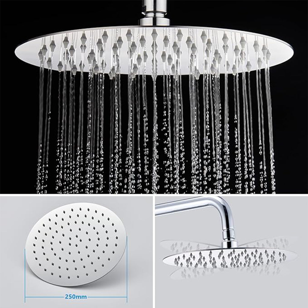 AICA ITALY Colonna Doccia Idromassaggio, Colonna per Doccia con Miscelatore Termostatico, 25x25cm Grande Soffione Doccia a Pioggia, Cromo