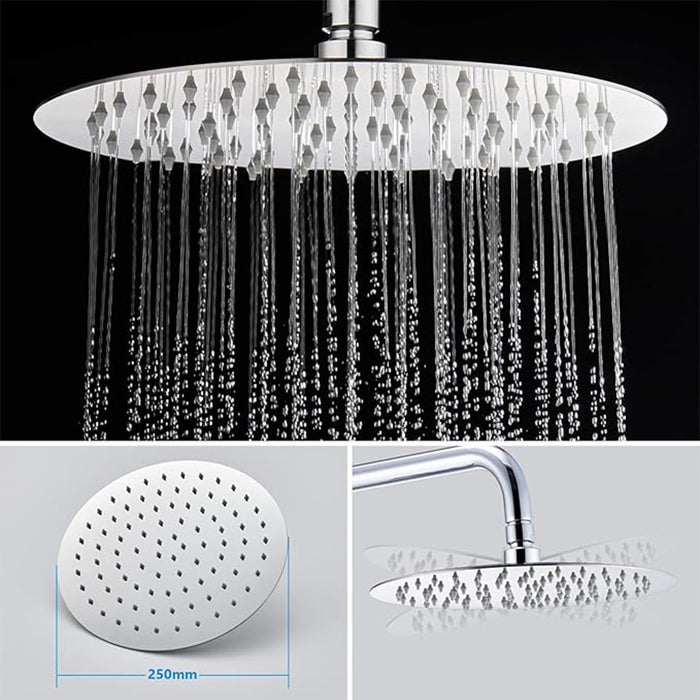 AICA ITALY Colonna Doccia Idromassaggio, Colonna per Doccia con Miscelatore Termostatico, 25x25cm Grande Soffione Doccia a Pioggia, Cromo