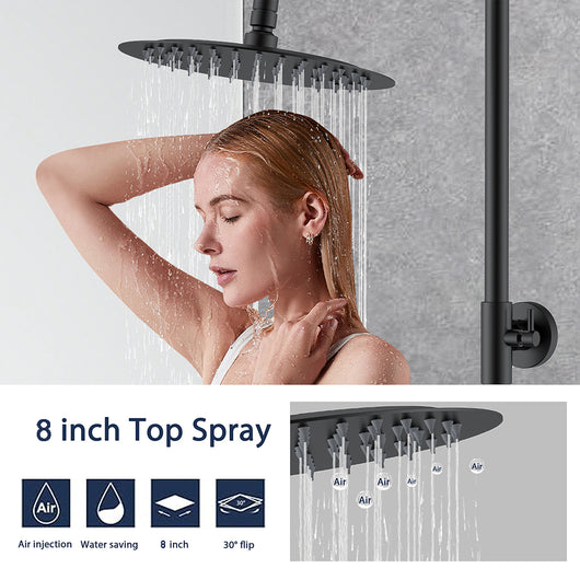 AICA ITALY Sistema Doccia con Miscelatore Termostatico a 38℃ e Doccetta Rotonda Altezza Regolabile 735-117cm Nero