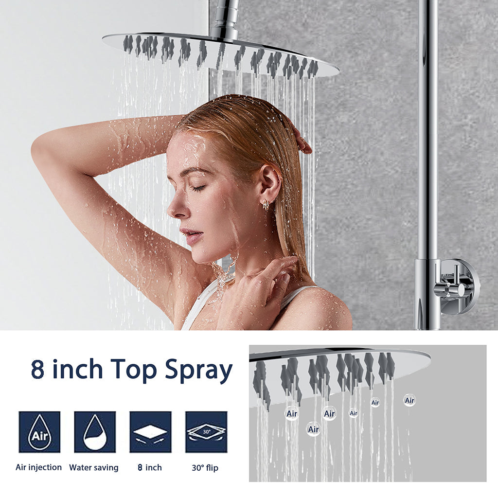 Colonna doccia termostatico finitura cromata, cartuccia in ottone, materiale inox AISI 304, rubinetteria bagno moderna