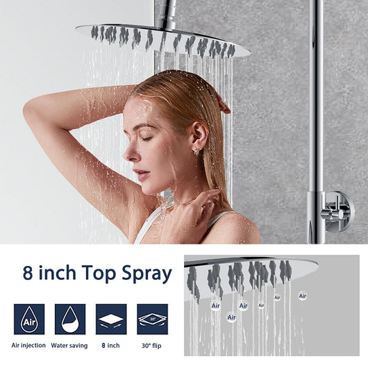 AICA ITALY Sistema Doccia con Miscelatore Termostatico a 38℃ e Doccetta Rotonda Altezza Regolabile 735-117cm Cromo