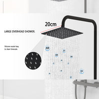 AICAIT Colonna doccia rotonda nera con rubinetto termostatico rettangolare, sistema doccia a 38℃ antiscottature